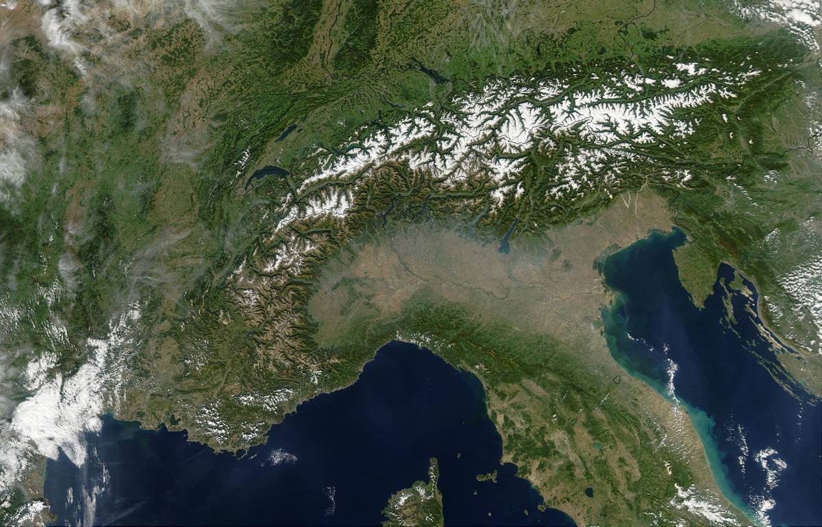 Alpy widziane z kosmosu /Fot. NASA
